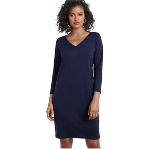 Eileen Fisher navy blue stretch knit v-neck dress size Medium